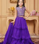 Purple embroidered art silk a line lehenga choli dupatta