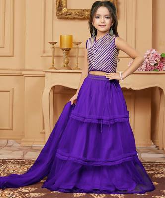 Purple embroidered art silk a line lehenga choli dupatta 2