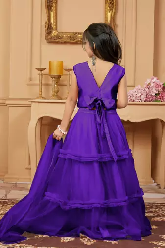 Purple embroidered art silk a line lehenga choli dupatta