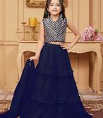 Navy blue embroidered art silk a line lehenga choli dupatta