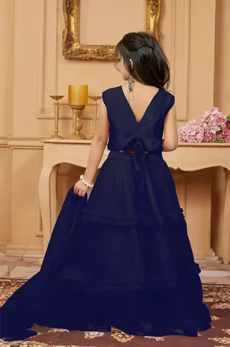 Navy blue embroidered art silk a line lehenga choli dupatta