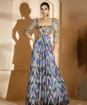 Multicolor georgette printed dress 1