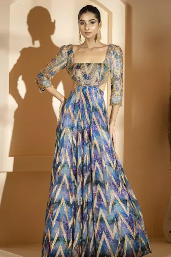 Multicolor georgette printed dress