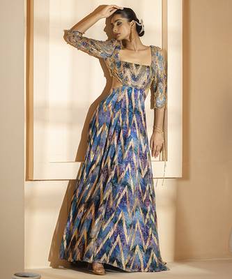 Multicolor georgette printed dress 3