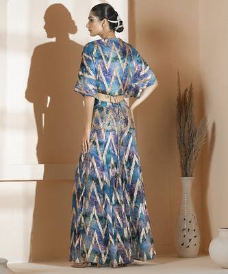 Blue georgette printed co ord set 2