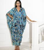 Blue georgette printed kaftan