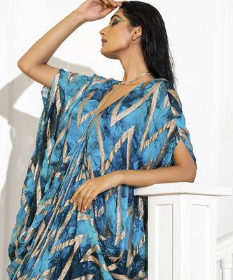 Blue georgette printed kaftan 2
