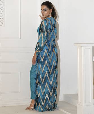 Blue georgette printed kurta set 3