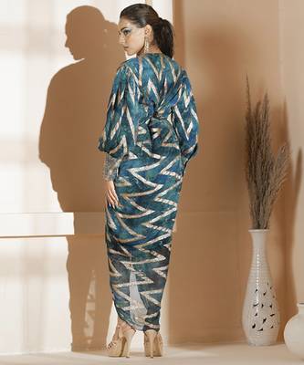 Blue georgette printed dress 2