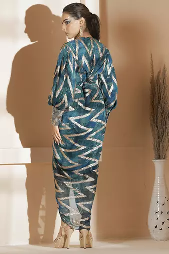 Blue georgette printed dress