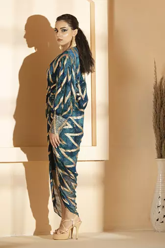 Blue georgette printed dress