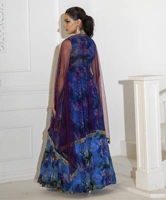 Blue georgette printed anarkali 3