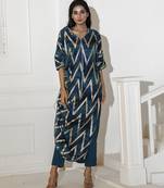 Blue georgette printed kurta set