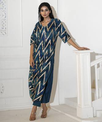 Blue georgette printed kurta set 2