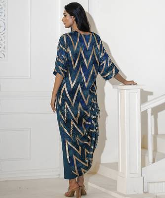 Blue georgette printed kurta set 3