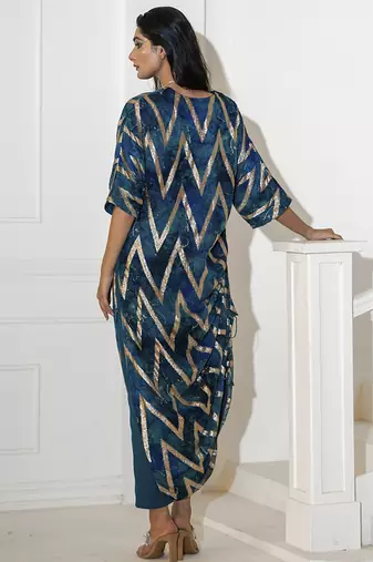 Blue georgette printed kurta set