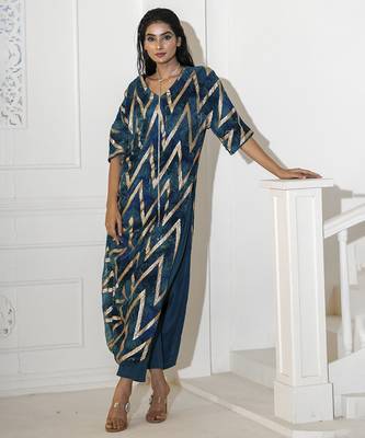 Blue georgette printed kurta set 5