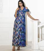 Blue georgette printed dress