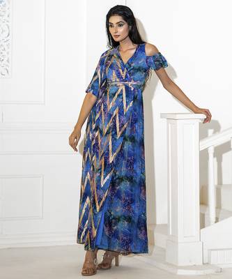 Blue georgette printed dress 2