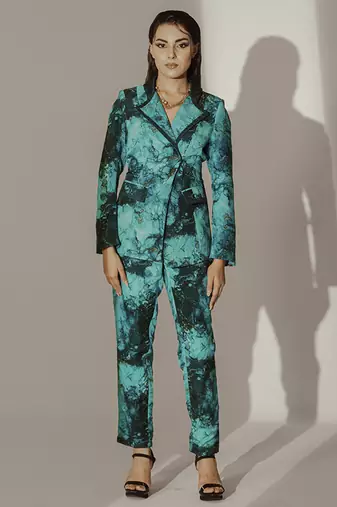 Blue crepe printed co ord set