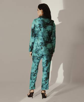 Blue crepe printed co ord set 2