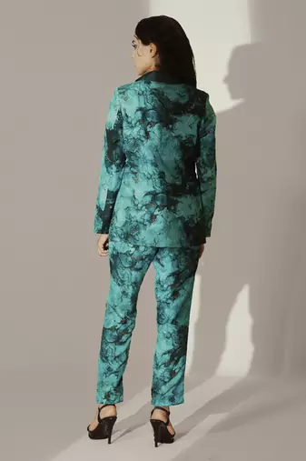 Blue crepe printed co ord set