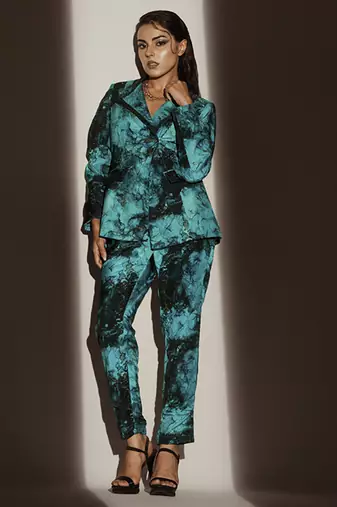 Blue crepe printed co ord set