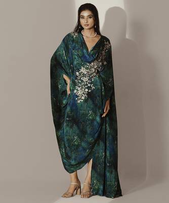 Multicolor crepe printed kaftan 1