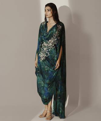 Multicolor crepe printed kaftan 3