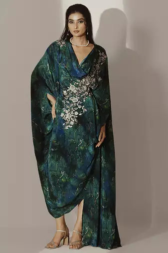 Multicolor crepe printed kaftan