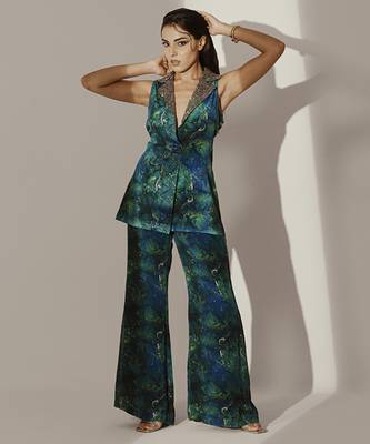 Multicolor crepe printed co ord set 1