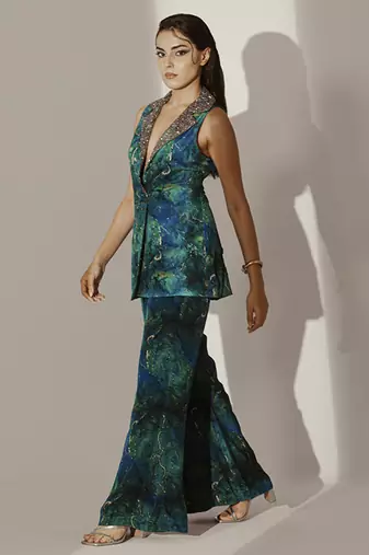 Multicolor crepe printed co ord set