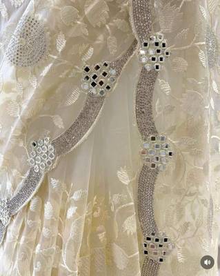 Off White Color Organza Floral Saree 2