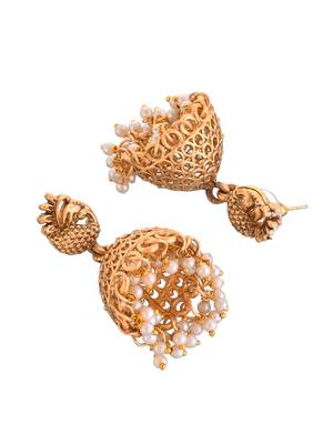 Fancy pearl choker traditional temple necklace jewellery set for women 4