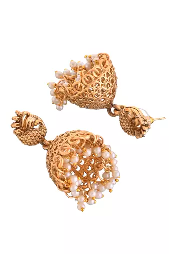 Fancy pearl choker traditional temple necklace jewellery set for women