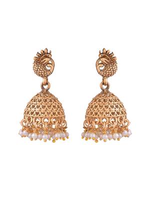 Fancy pearl choker traditional temple necklace jewellery set for women 5