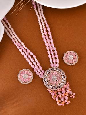 Tranding american diamond jewellery set with artificial beads 2