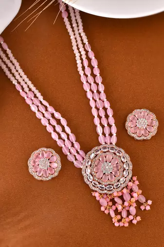 Tranding american diamond jewellery set with artificial beads