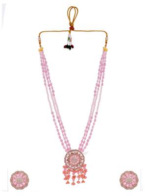 Tranding american diamond jewellery set with artificial beads 3