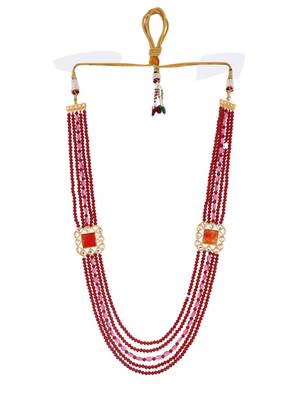 Kundan pendant red bead jewellery set 3