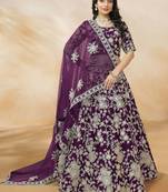Purple Sequins Work Silk Reception Wear Lehenga Choli