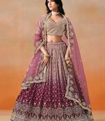 Maroon Embroidered Georgette Bridesmaids Lehenga Choli