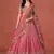 peach georgette embroidered zari lehenga set choli with dupatta with dupatta