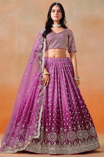 Rani Pink Georgette Reception Wear Lehenga Choli