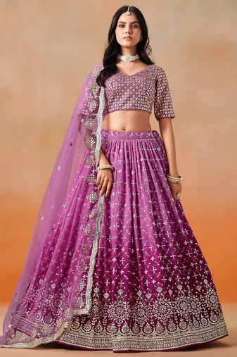 Rani Pink Georgette Reception Wear Lehenga Choli