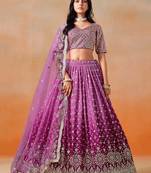 Rani Pink Georgette Reception Wear Lehenga Choli