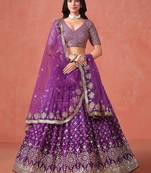 Purple Ceremonial Wear Georgette Lehenga Choli With Dupatta