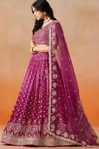 pink zari embroidered lehenga set choli with dupatta with dupatta