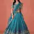 teal blue sequins work georgette lehenga set choli with dupatta