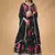black floral printed chinon party lehenga with blouse